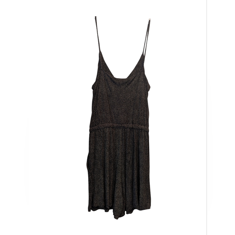 H&M Black Tan Speckle Spaghetti Strap Romper With Pockets Size XS *NWT - Picture 2 of 9